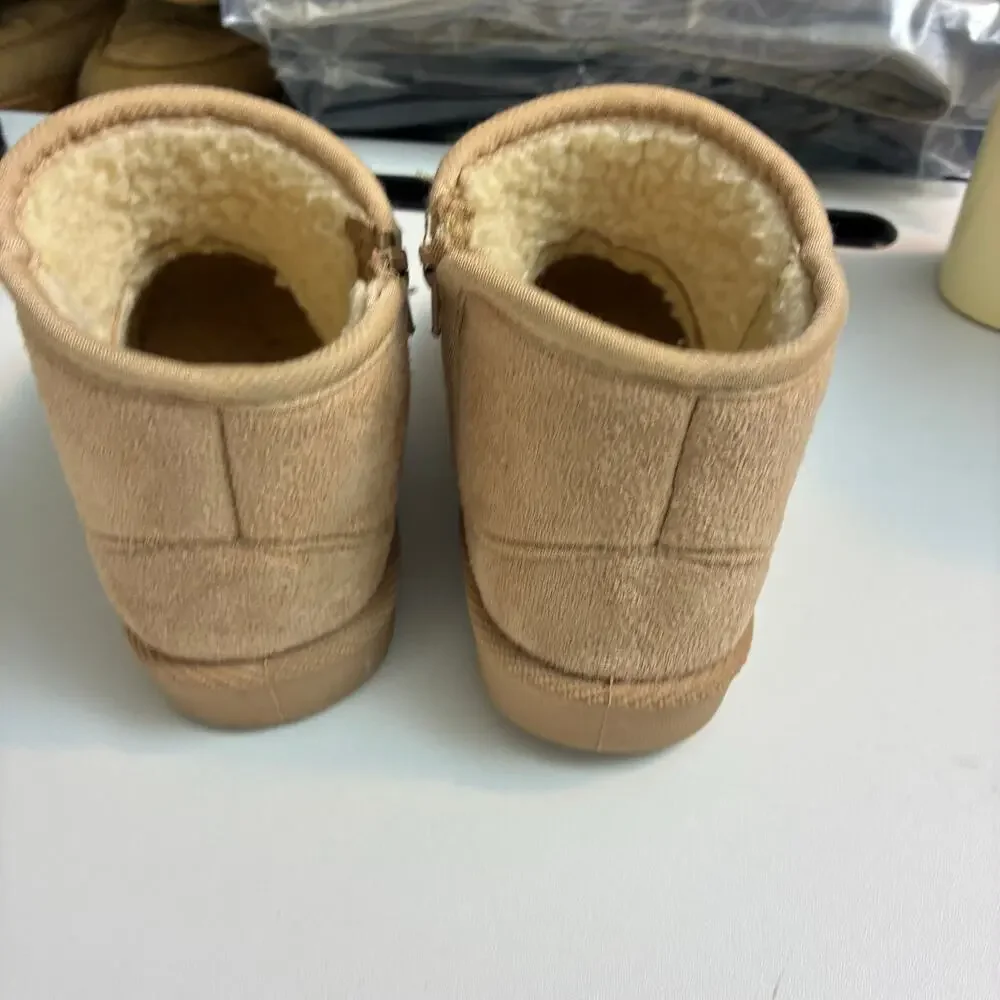 First Steps Baby Toddler Girls Ankle Boots Size 8 Shearling Lined Zipper Winter
